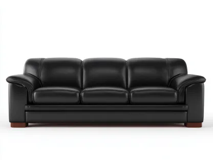 Divano 3 posti pelle 200x90x85 cm - nero/marrone scuro - per soggiorno - design moderno-Huboliq