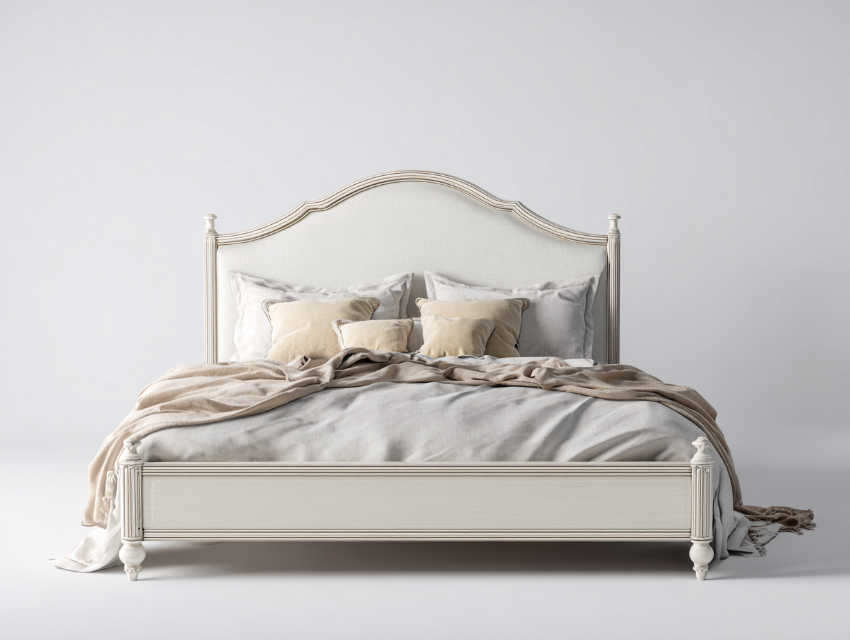 Letto matrimoniale imbottito pelle 200x160x110 cm - beige - per camera da letto - design moderno-Huboliq