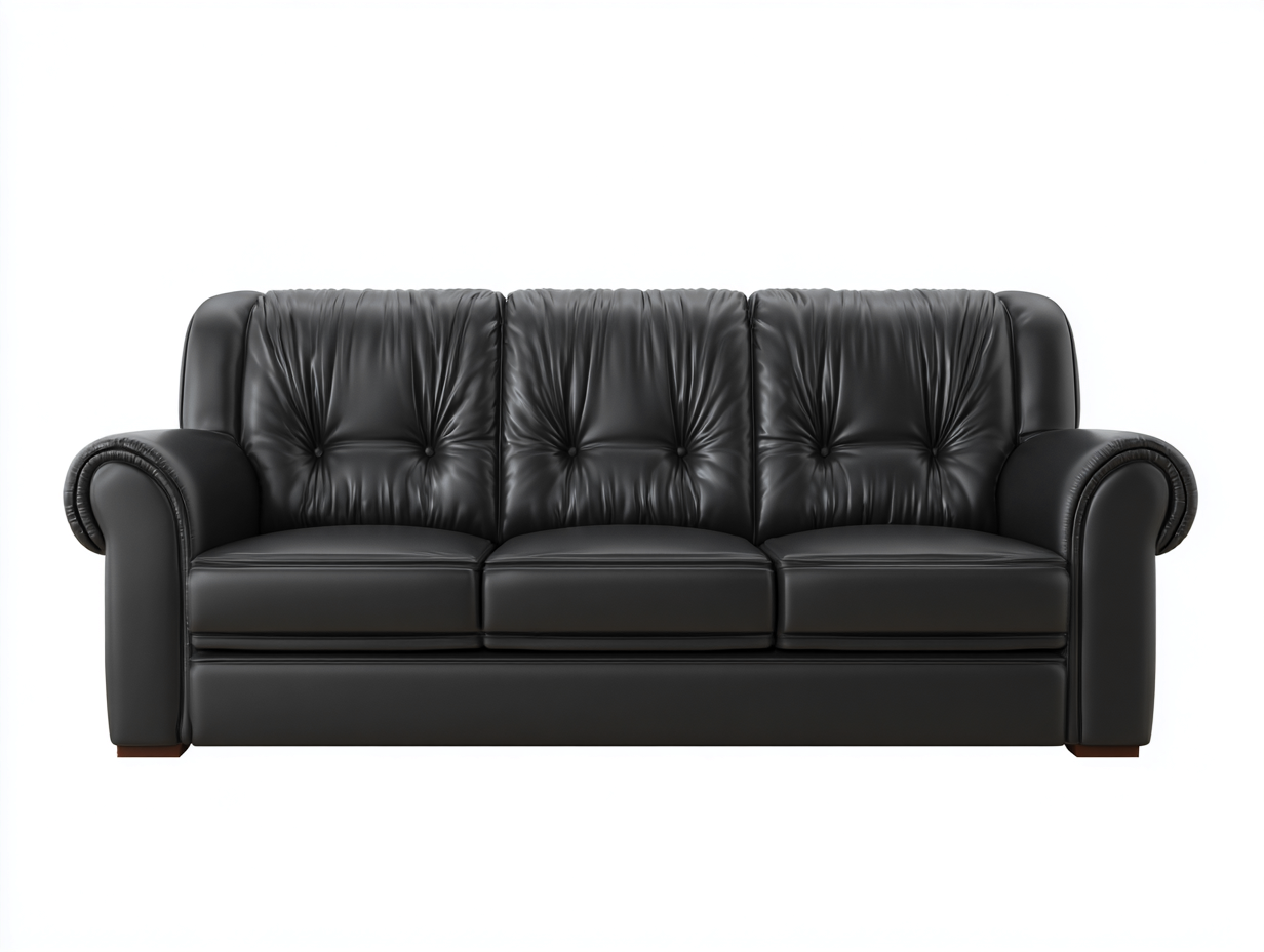 Divano 3 posti pelle 200x92x88 cm - nero/marrone scuro - per soggiorno - design classico-Huboliq