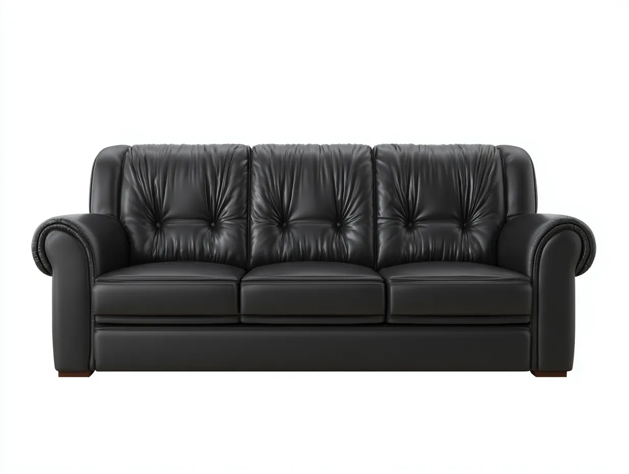 Divano 3 posti pelle 200x92x88 cm - nero/marrone scuro - per soggiorno - design classico-Huboliq