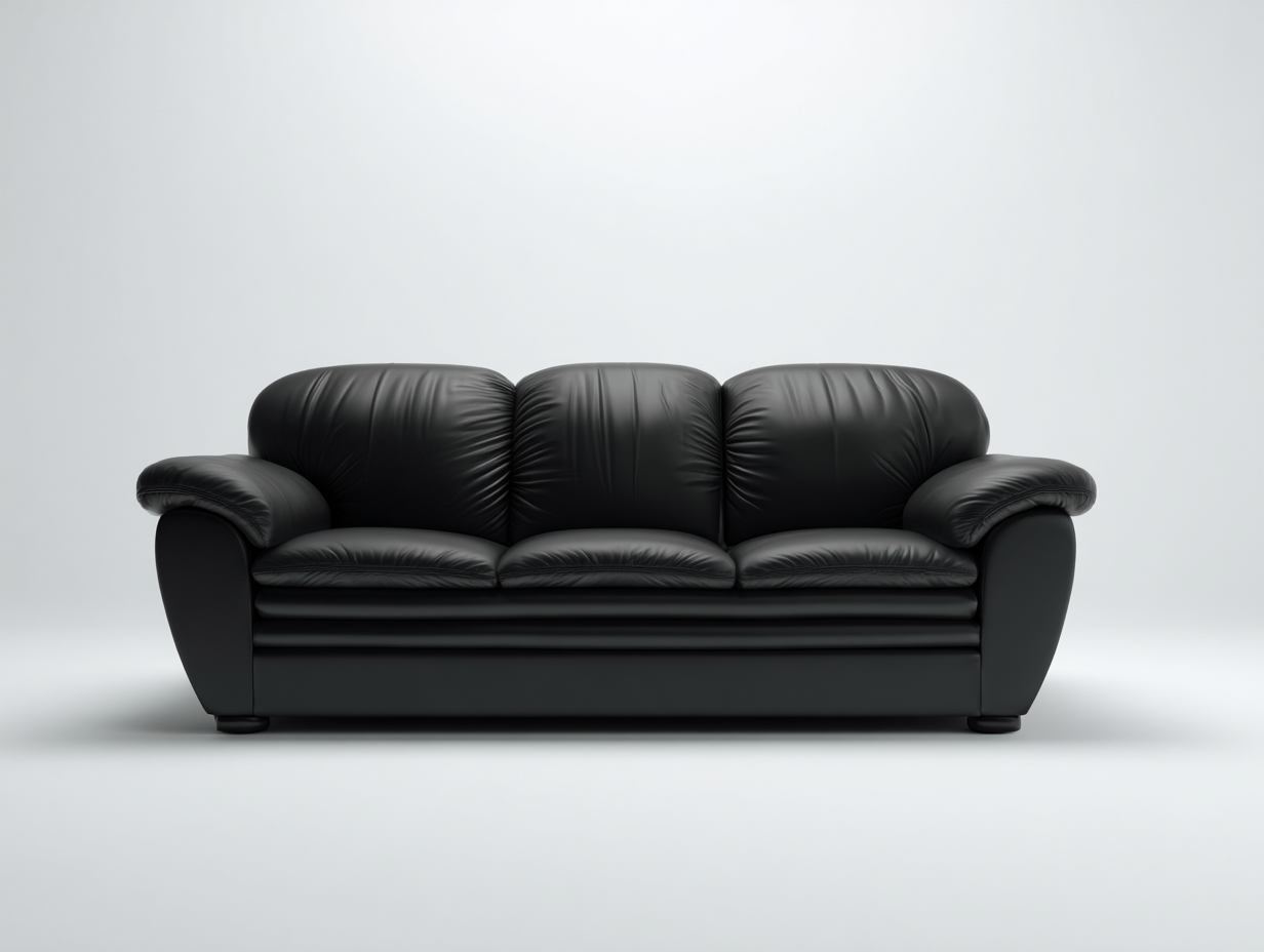 Divano 3 posti in pelle 210x90x85 cm - nero - per soggiorno - design moderno-Huboliq