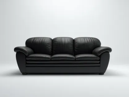 Divano 3 posti in pelle 210x90x85 cm - nero - per soggiorno - design moderno-Huboliq