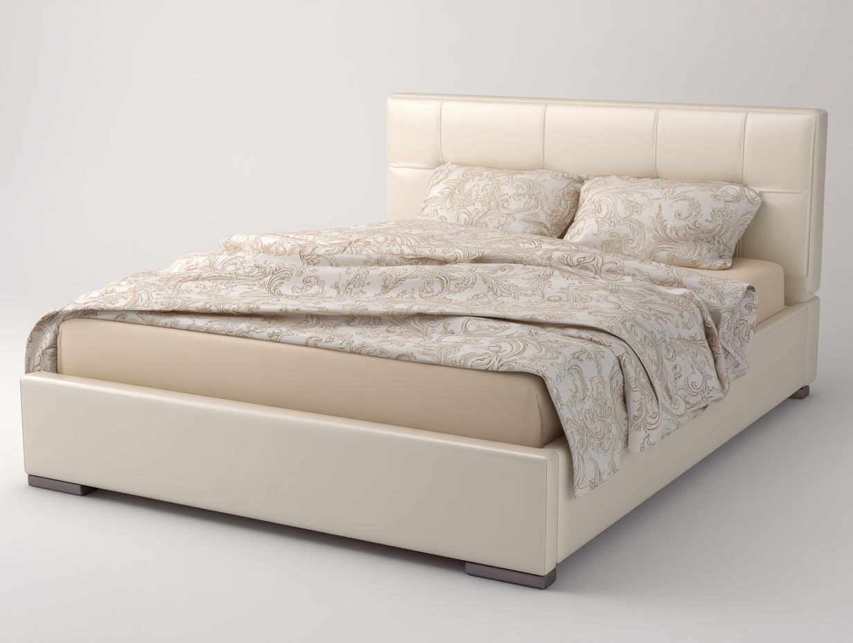 Letto matrimoniale imbottito pelle 200x160x110 cm - beige - per camera da letto - design moderno-Huboliq