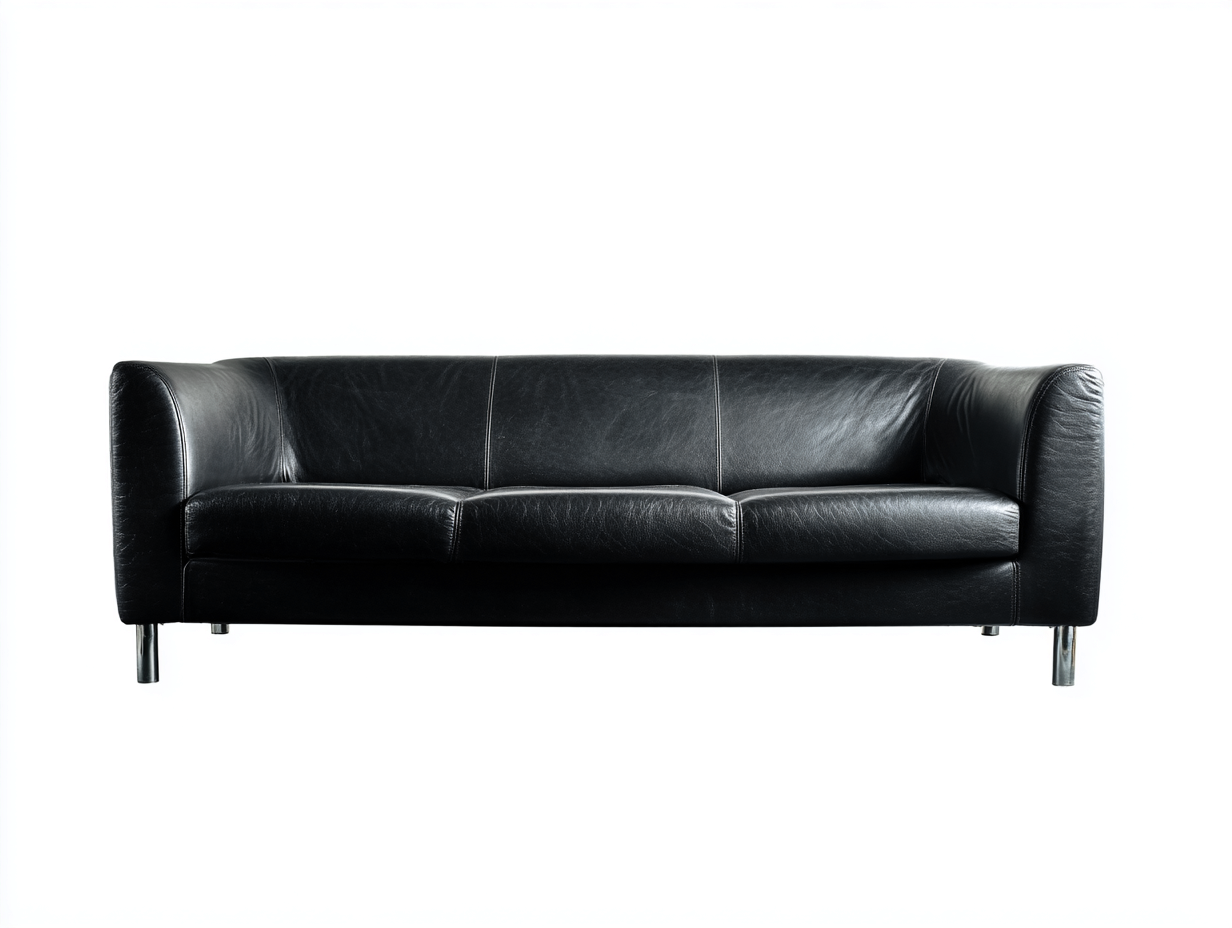 Divano 3 posti in pelle 200x85x80 cm - nero/argento - per soggiorno - design moderno-Huboliq
