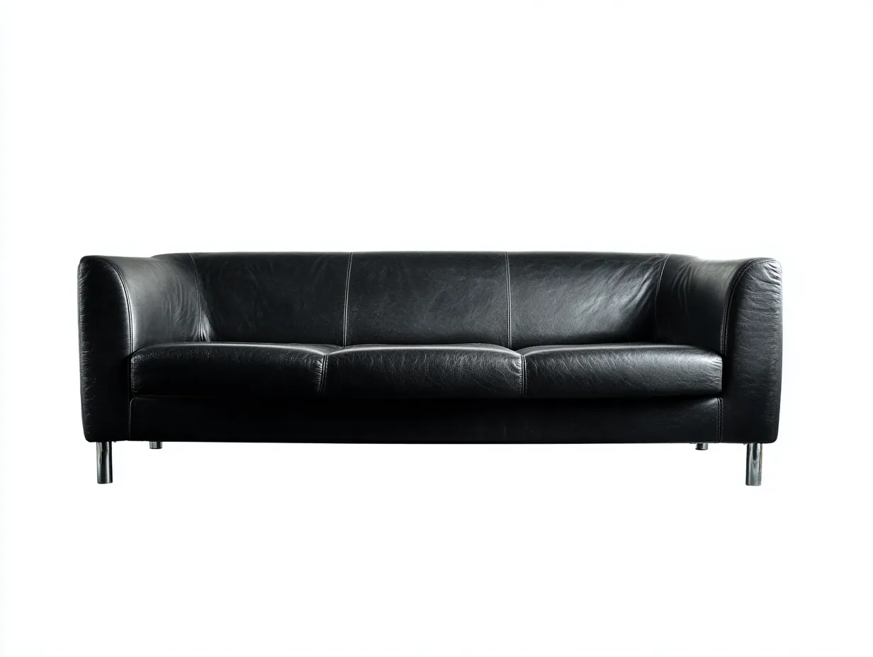 Divano 3 posti in pelle 200x85x80 cm - nero/argento - per soggiorno - design moderno-Huboliq