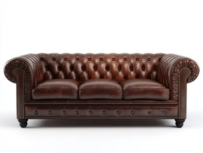 Divano 3 posti in pelle 220x90x80 cm - marrone scuro - per soggiorno - design classico-Huboliq