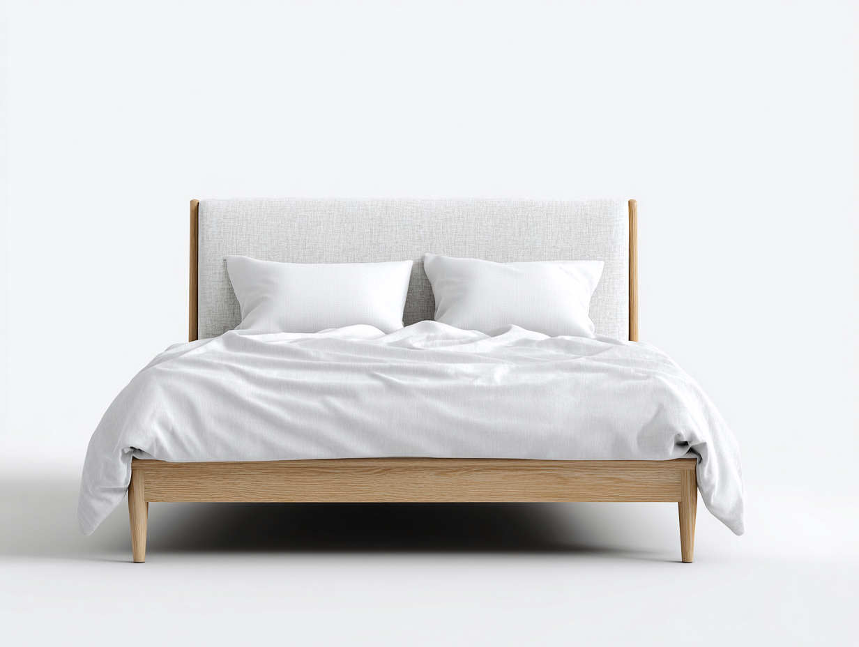 Letto matrimoniale con testiera in tessuto 200x160x105 cm - rovere/bianco - per camera da letto - design moderno-Huboliq