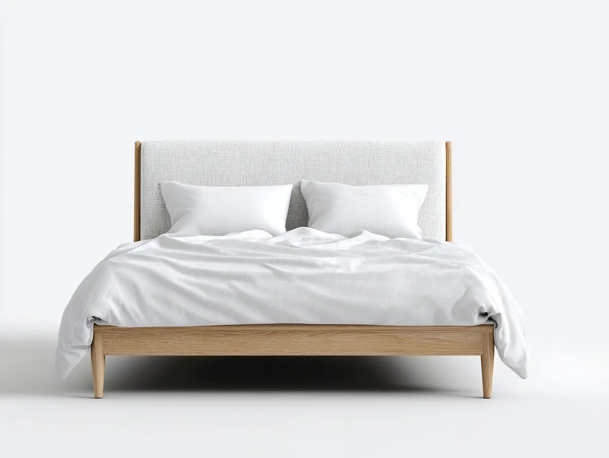 Letto matrimoniale con testiera in tessuto 200x160x105 cm - rovere/bianco - per camera da letto - design moderno-Huboliq