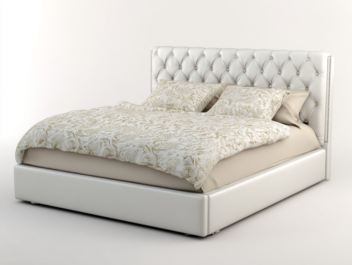 Letto matrimoniale imbottito 200x160x120 cm - bianco - per camera da letto - design moderno-Huboliq