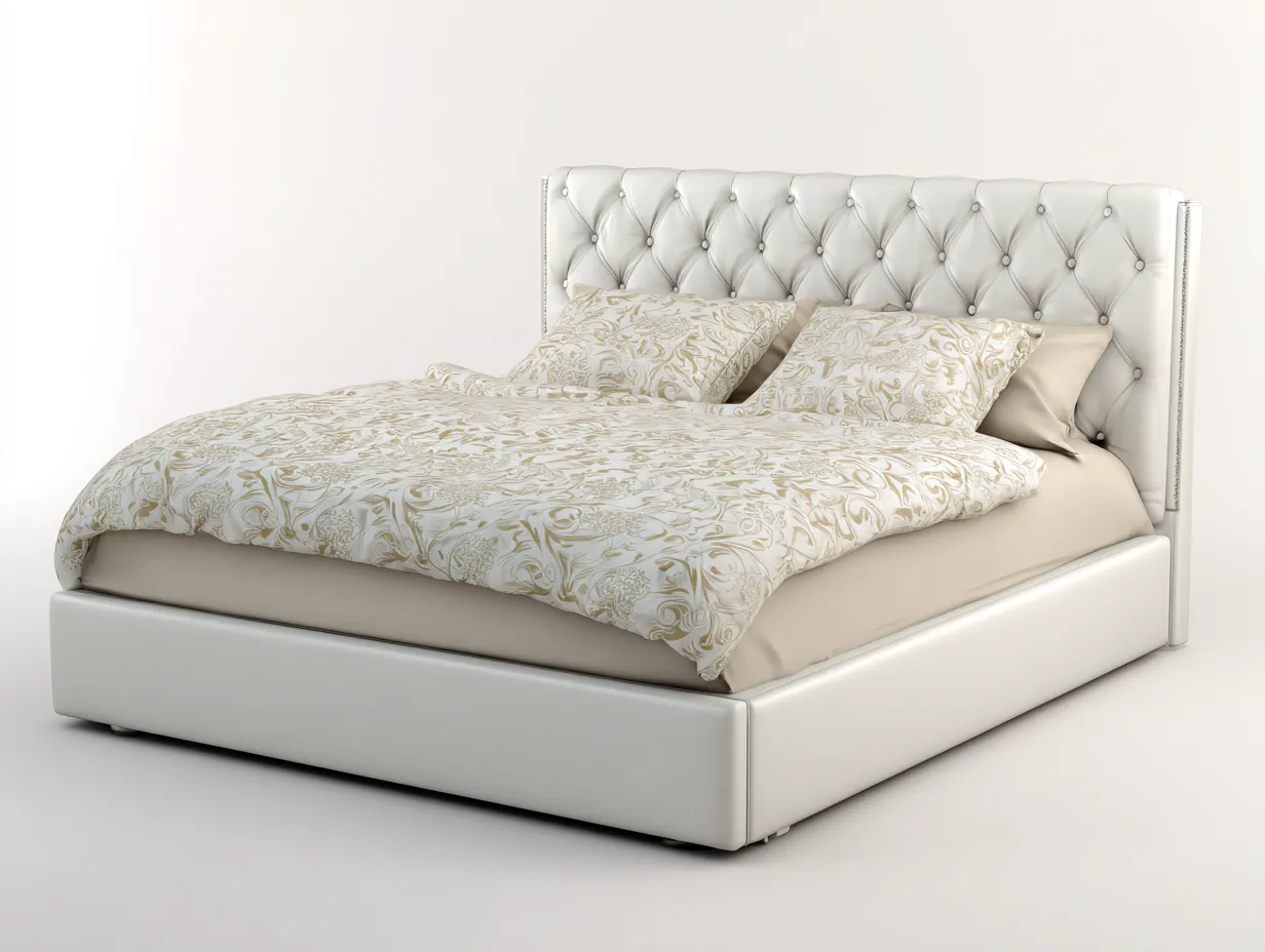 Letto matrimoniale imbottito 200x160x120 cm - bianco - per camera da letto - design moderno-Huboliq