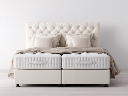 Letto matrimoniale imbottito con testiera trapuntata 200x160x115 cm - bianco - per camera da letto - design moderno-Huboliq