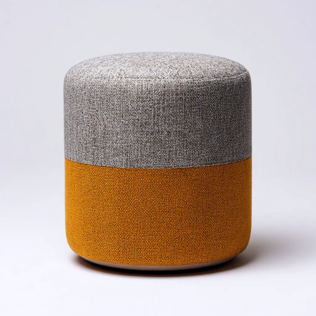 Pouf tessuto bicolore 38x38x45 cm grigio - giallo - design moderno - per soggiorno-Nestleix