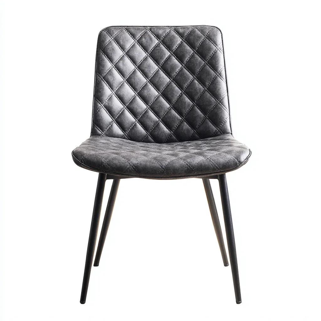 Sedia da pranzo metallo e similpelle 49x48x85 cm - grigio - adatta alla sala da pranzo - design moderno-Nestleix