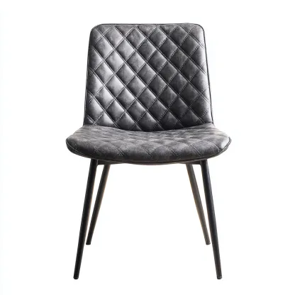 Sedia da pranzo metallo e similpelle 49x48x85 cm - grigio - adatta alla sala da pranzo - design moderno-Nestleix