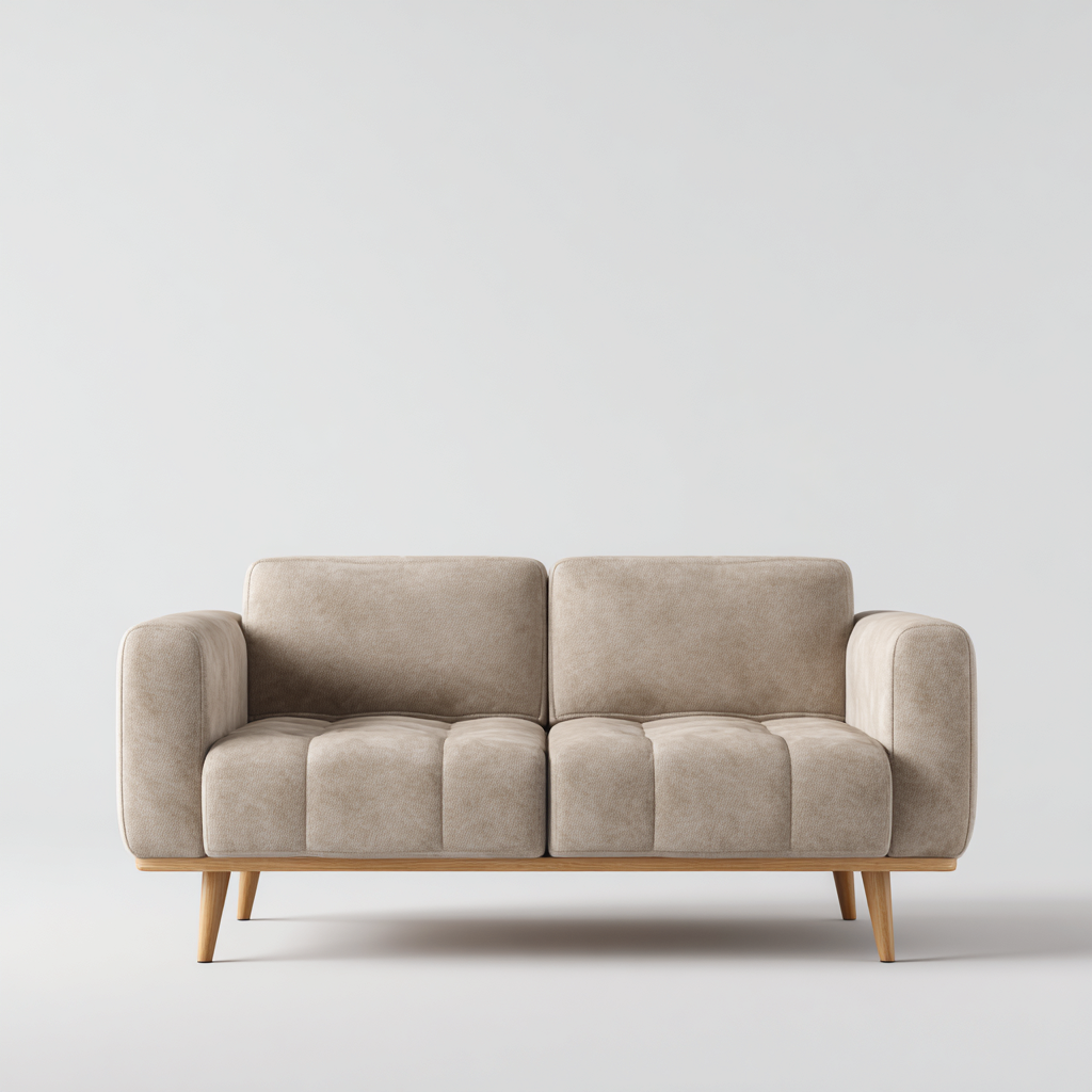 Divano lineare - Tessuto - Legno - 160x82x80 cm - Beige - Design moderno adatto al soggiorno-Nestleix