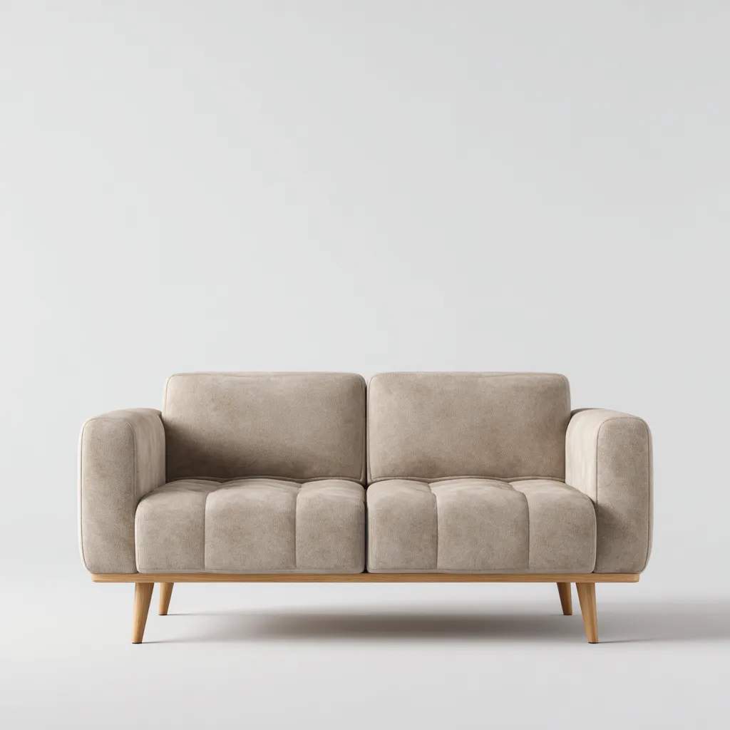 Divano lineare - Tessuto - Legno - 160x82x80 cm - Beige - Design moderno adatto al soggiorno-Nestleix