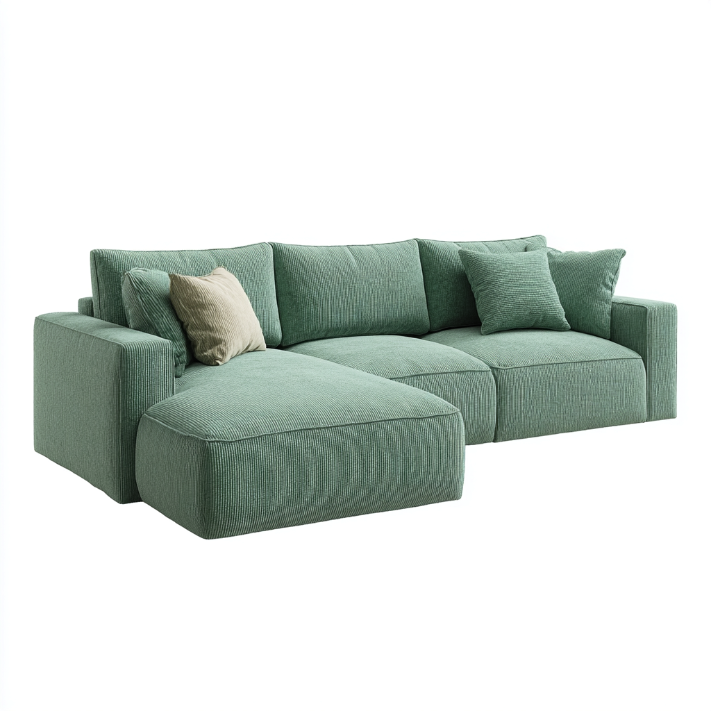 Divano angolare in tessuto 290x180x86 cm verde per soggiorno - design moderno-Nestleix