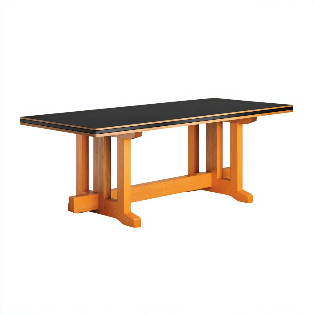 Tavolo da pranzo in legno 180x80x75 cm - nero e venature arancioni - design moderno per sala da pranzo-Nestleix