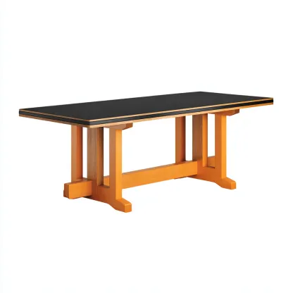 Tavolo da pranzo in legno 180x80x75 cm - nero e venature arancioni - design moderno per sala da pranzo-Nestleix