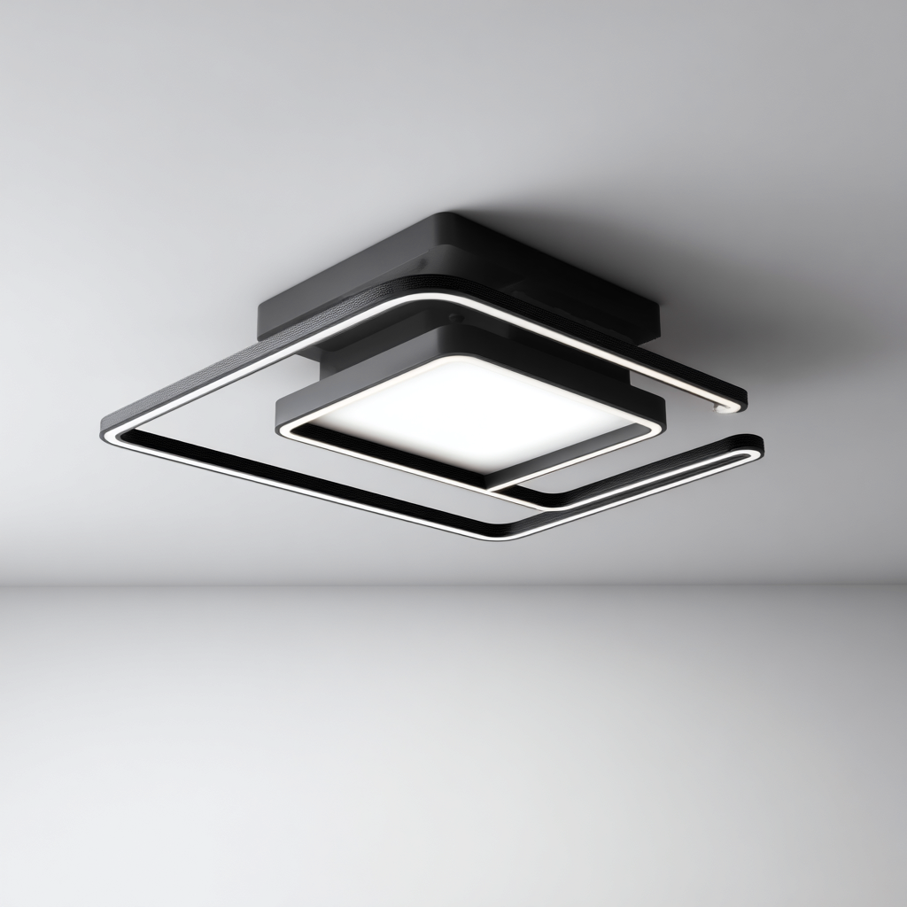 Lampada da soffitto metallo e acrilico 60x60x10 cm nero design moderno per soggiorno-Nestleix