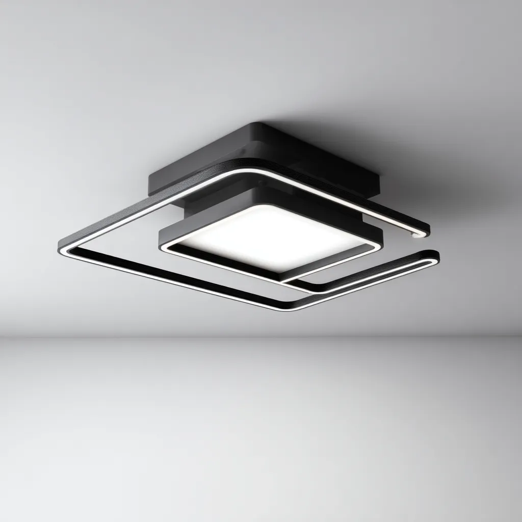 Lampada da soffitto metallo e acrilico 60x60x10 cm nero design moderno per soggiorno-Nestleix