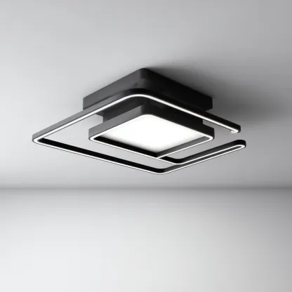Lampada da soffitto metallo e acrilico 60x60x10 cm nero design moderno per soggiorno-Nestleix