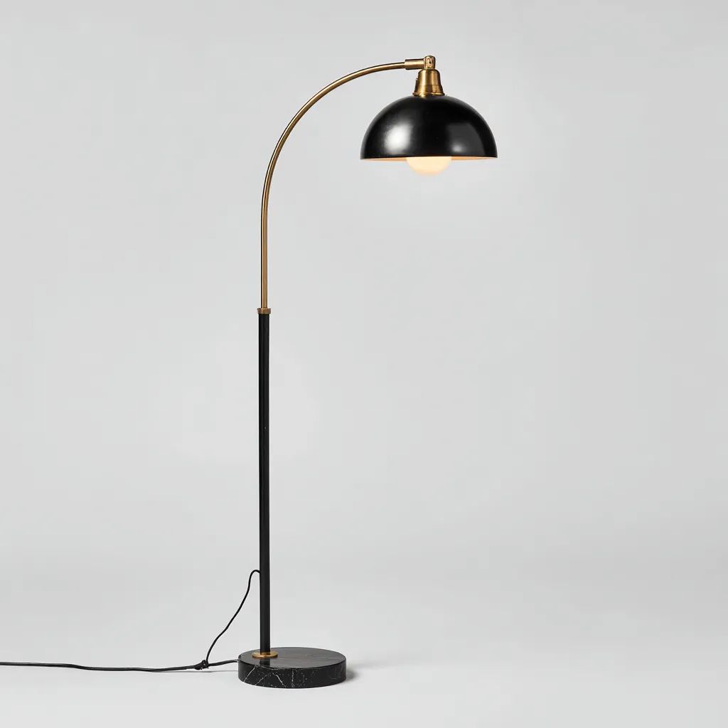 Lampada da terra Metallo - Marmo 30x28x160 cm - nero - oro - per soggiorno - design moderno-Nestleix