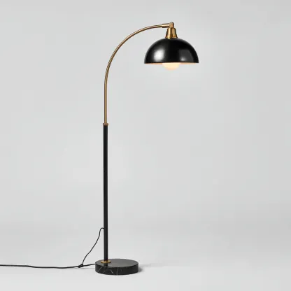 Lampada da terra Metallo - Marmo 30x28x160 cm - nero - oro - per soggiorno - design moderno-Nestleix