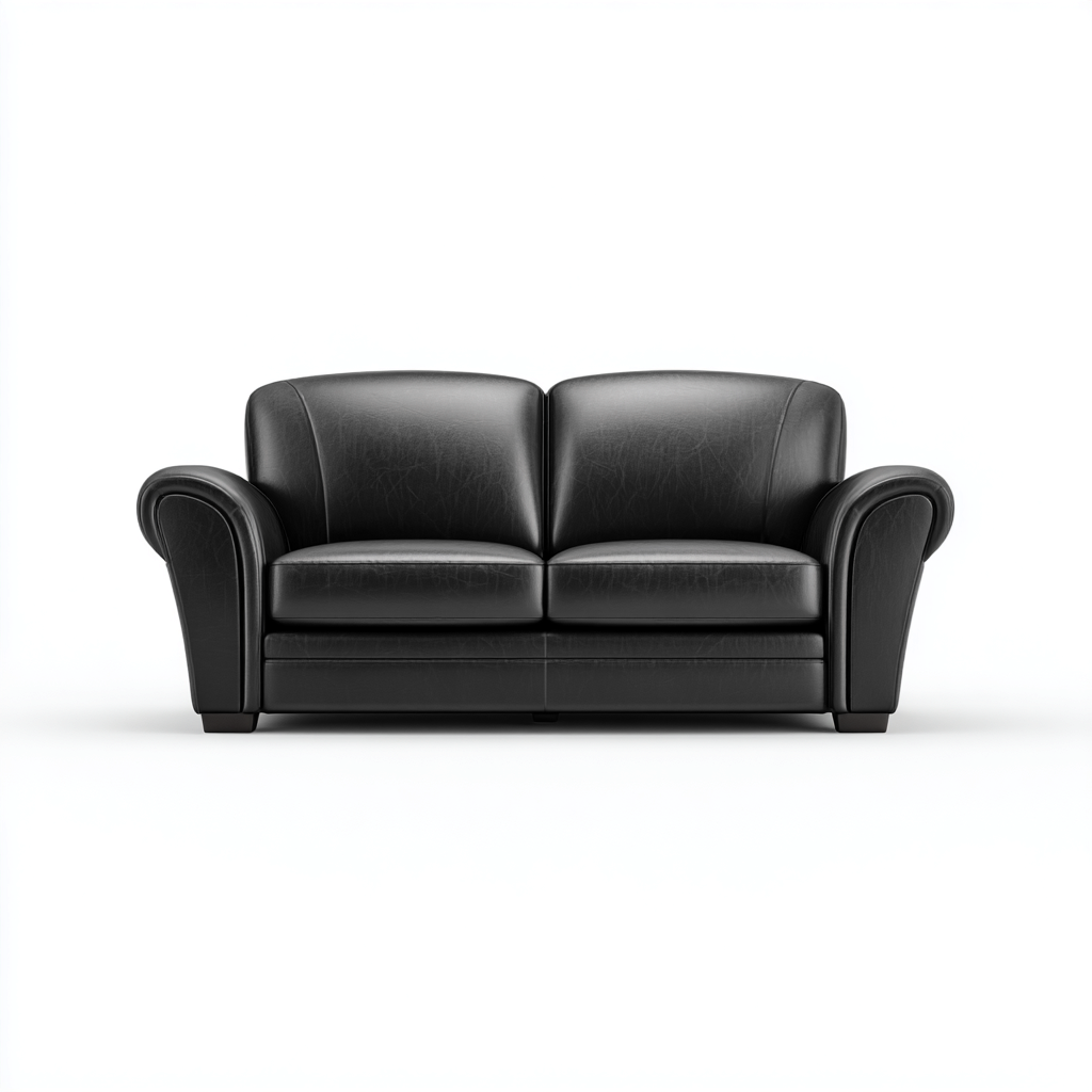 Divano lineare - Pelle - 178x90x92 cm - Nero - Design moderno adatto al soggiorno-Nestleix