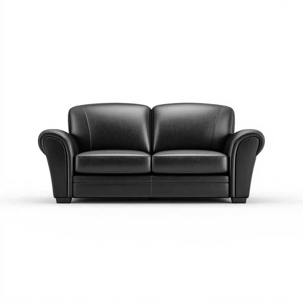 Divano lineare - Pelle - 178x90x92 cm - Nero - Design moderno adatto al soggiorno-Nestleix