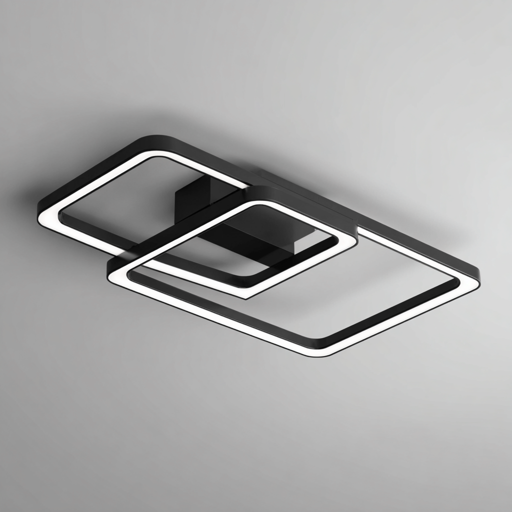 Lampada da soffitto metallo e acrilico 55x38x8 cm nero design moderno per soggiorno-Nestleix