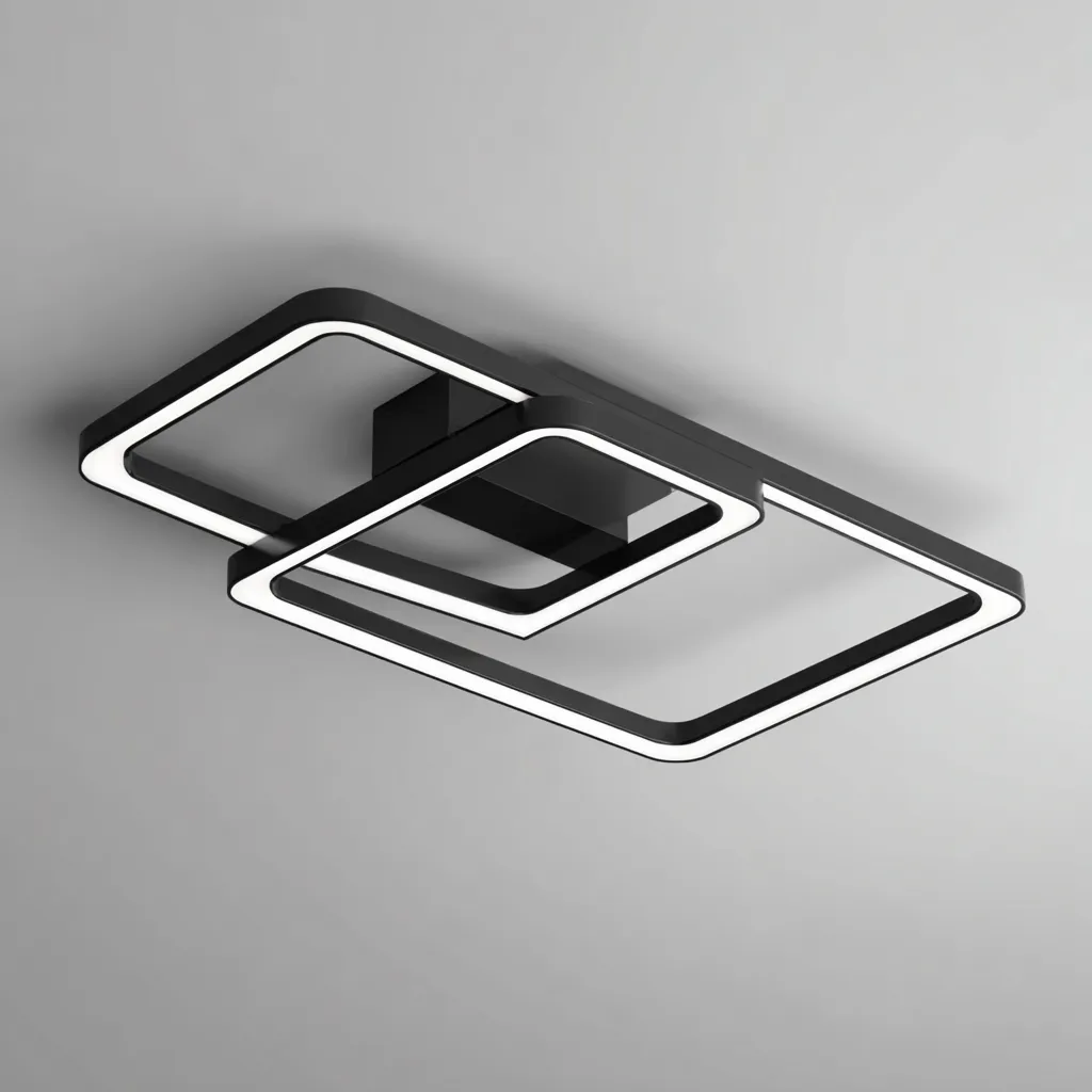 Lampada da soffitto metallo e acrilico 55x38x8 cm nero design moderno per soggiorno-Nestleix