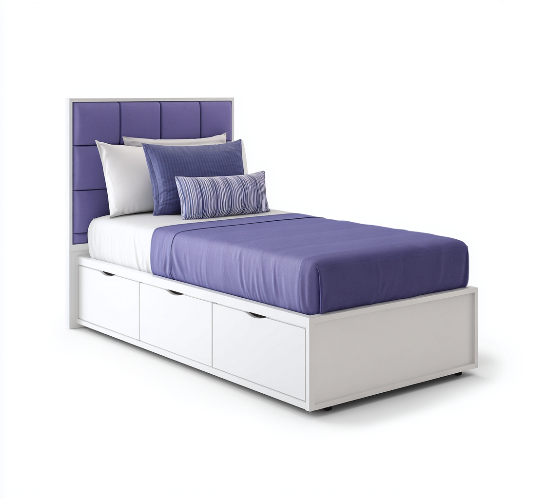 Letto singolo legno e pannelli 200x100x95 cm bianco per camera da letto stile moderno con contenitore-Nestleix