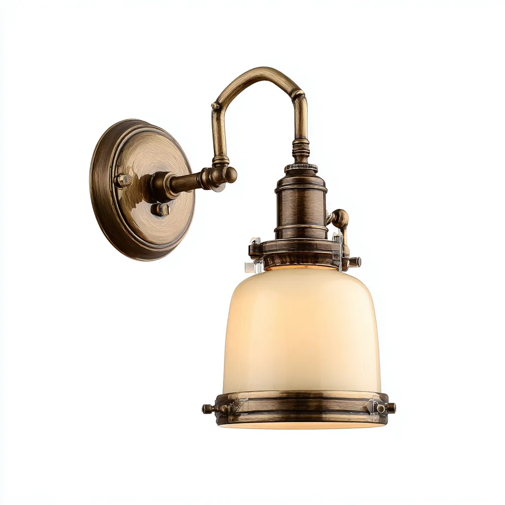 Applique metallo e vetro 18x14x26 cm ottone - bianco per soggiorno stile vintage-Nestleix