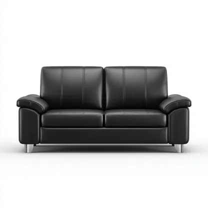 Divano lineare - Pelle - 165x90x93 cm - Nero - Design moderno adatto al soggiorno-Nestleix