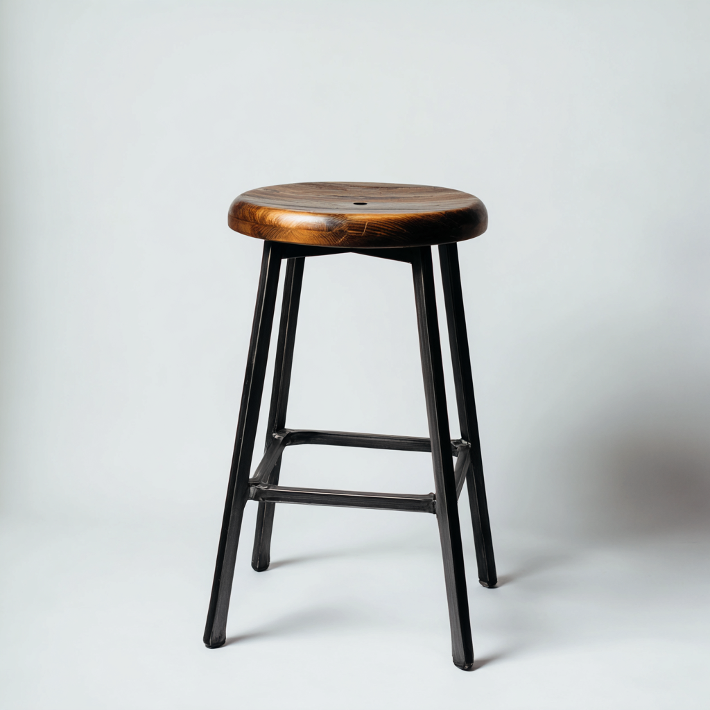 Sgabello da bar metallo e legno 35x35x75 cm marrone - nero design industriale adatto per ristorante-Nestleix