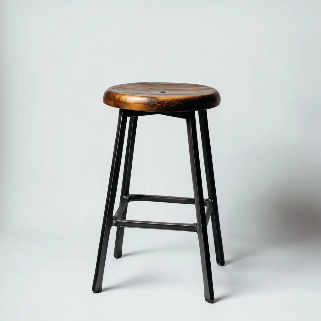Sgabello da bar metallo e legno 35x35x75 cm marrone - nero design industriale adatto per ristorante-Nestleix