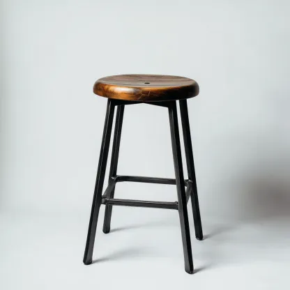 Sgabello da bar metallo e legno 35x35x75 cm marrone - nero design industriale adatto per ristorante-Nestleix