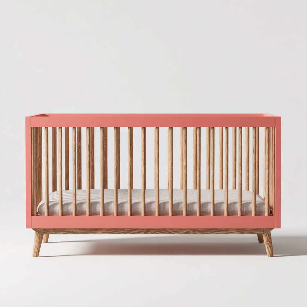 Lettino per bambini in legno 120x60x85 cm - rosa corallo - design moderno adatto per camera da letto-Nestleix