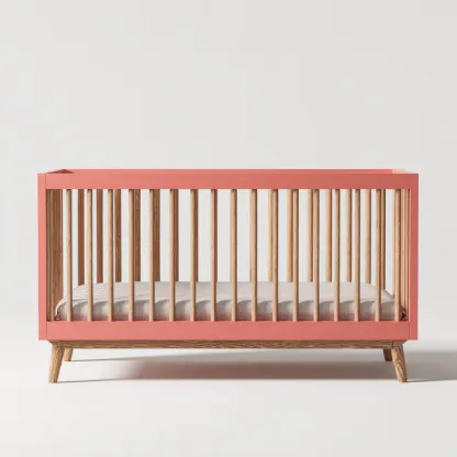 Lettino per bambini in legno 120x60x85 cm - rosa corallo - design moderno adatto per camera da letto-Nestleix