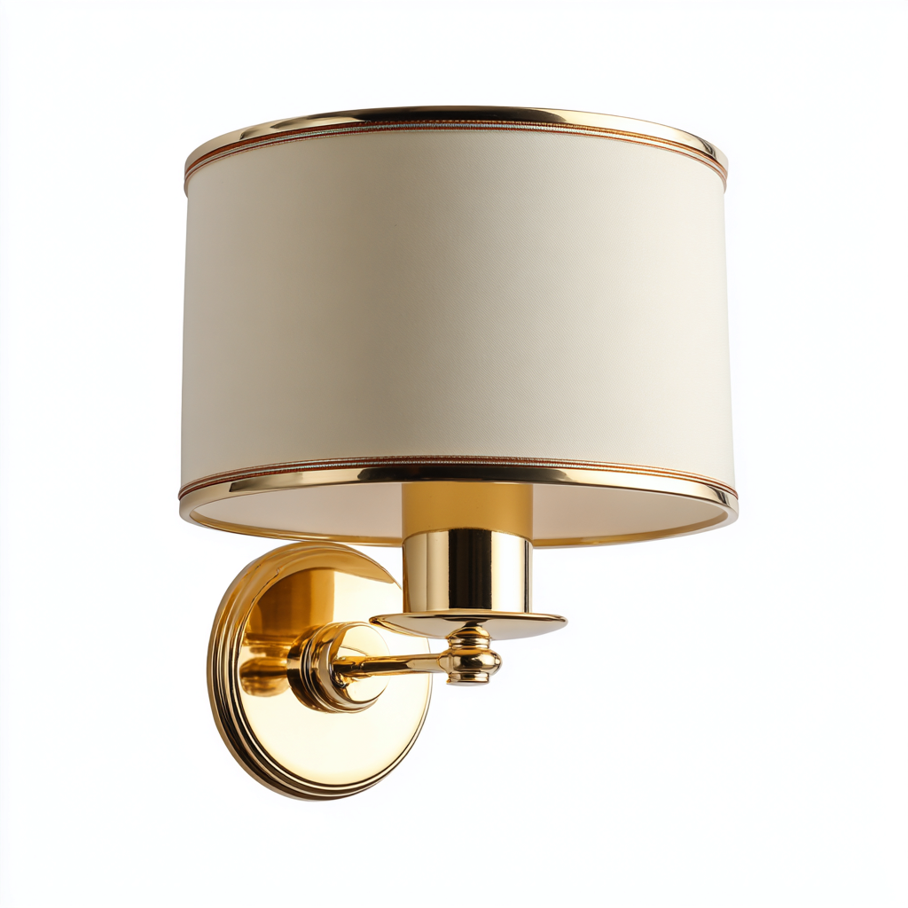 Applique metallo e tessuto 14x20x24 cm oro - bianco per soggiorno stile classico-Nestleix