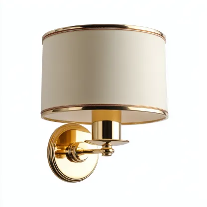 Applique metallo e tessuto 14x20x24 cm oro - bianco per soggiorno stile classico-Nestleix