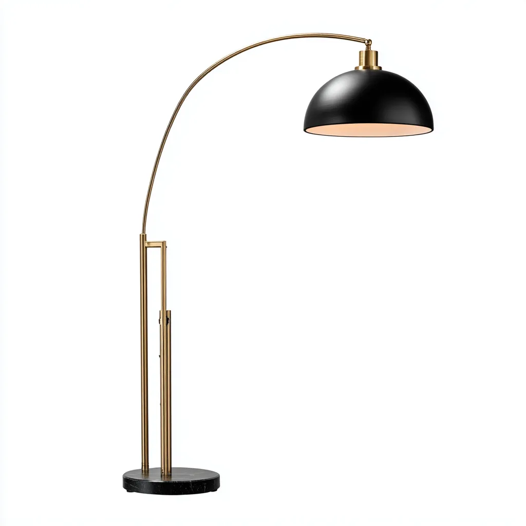 Lampada da terra metallo e marmo 45x30x170 cm - nero - oro - design moderno - per soggiorno-Nestleix