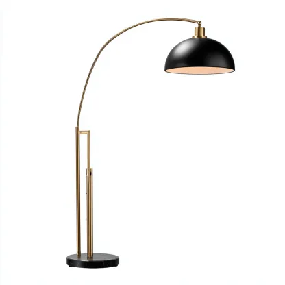 Lampada da terra metallo e marmo 45x30x170 cm - nero - oro - design moderno - per soggiorno-Nestleix