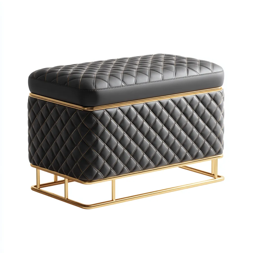 Panca per letto con contenitore in pelle e base in metallo 70x40x48 cm - grigio scuro - design moderno - adatta alla camera da letto-Nestleix