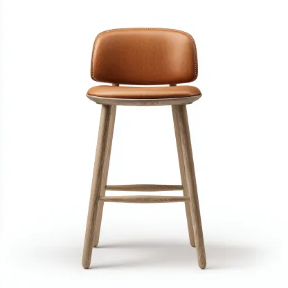 Sgabello da bar legno e pelle 48x47x102 cm marrone - legno naturale design nordico adatto per ristorante-Nestleix