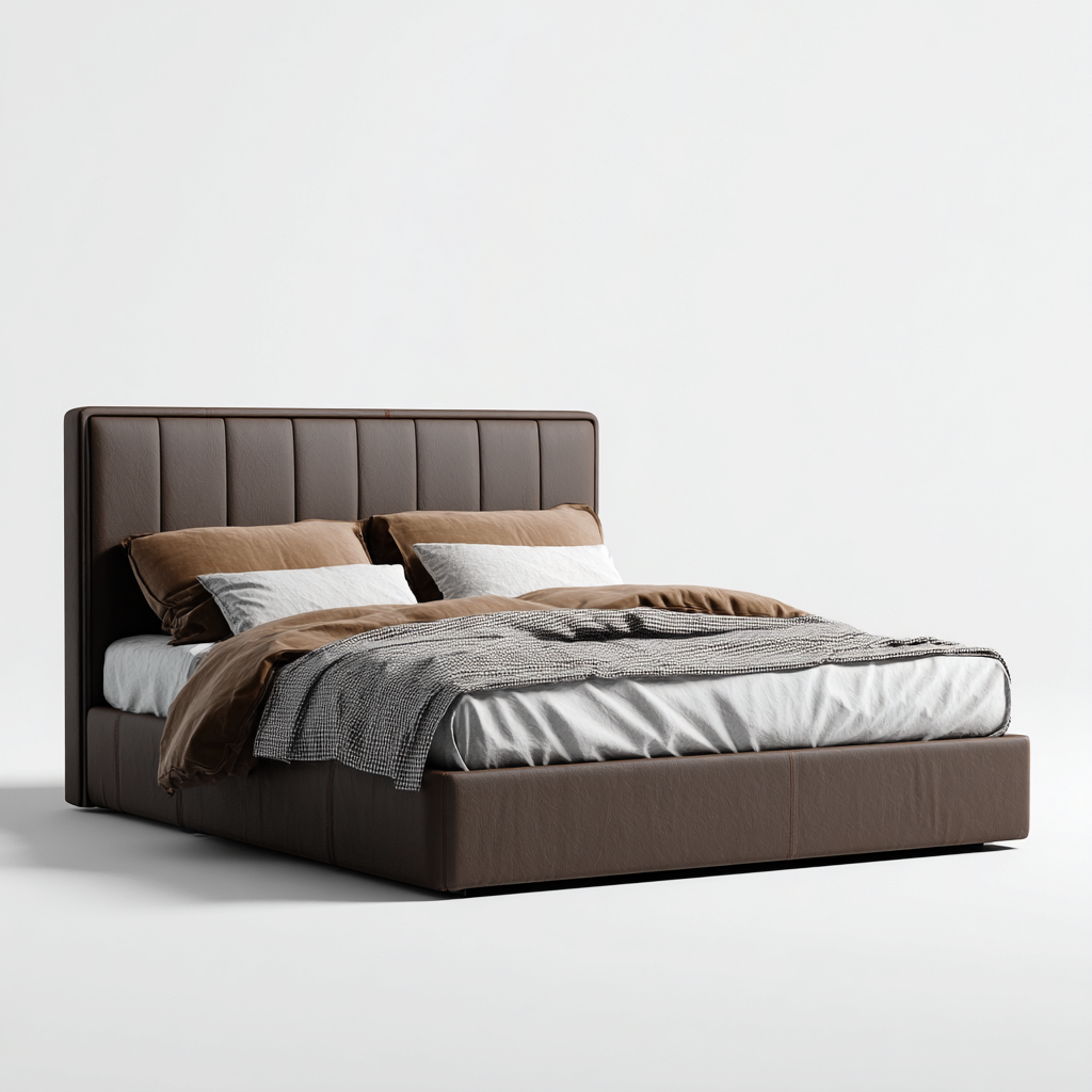 Letto matrimoniale pelle 200x180x115 cm marrone per camera da letto design moderno-Nestleix