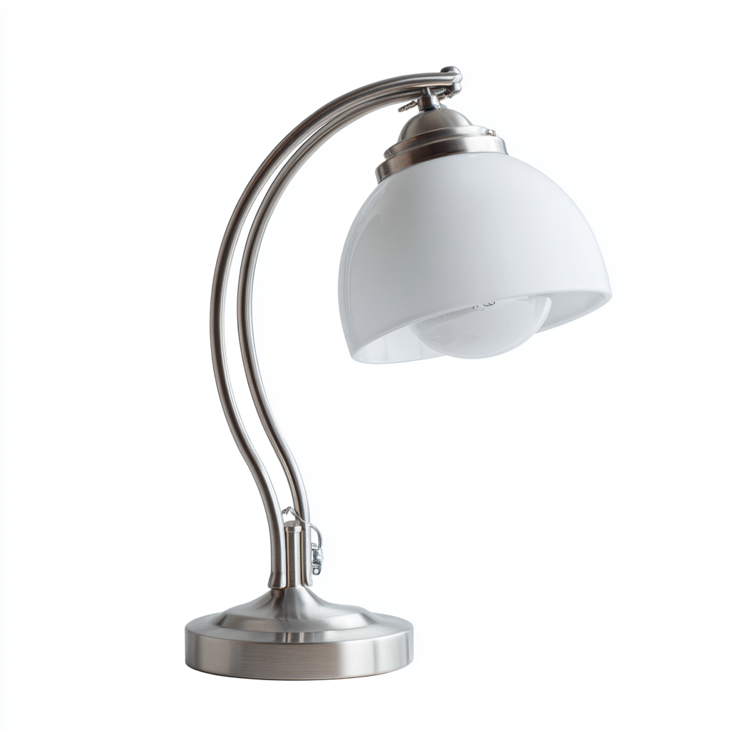 Lampada da tavolo in metallo e vetro 24x20x40 cm - argento - bianco - adatta al soggiorno e alla camera da letto - design moderno-Nestleix