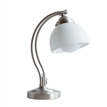 Lampada da tavolo in metallo e vetro 24x20x40 cm - argento - bianco - adatta al soggiorno e alla camera da letto - design moderno-Nestleix