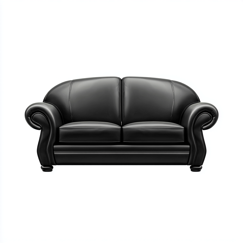 Divano lineare - Pelle - 165x90x95 cm - Nero - Design classico adatto al soggiorno-Nestleix